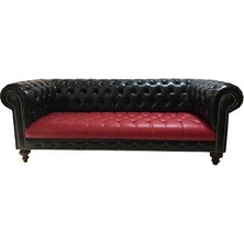 3A Mobilya Red And Black Chesterfield