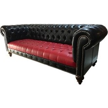 3A Mobilya Red And Black Chesterfield