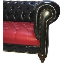 3A Mobilya Red And Black Chesterfield