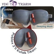 Poblex Uyku Maskesi 3D + Köpük Kulak Tıkacı Mavi