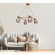 Umur Aydınlatma İnka 4'lü Eskitme Boyalı Gold Camlı Avize Sarkıt