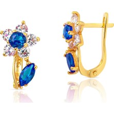 Bilezikci Taşlı Papatya Altın Çocuk Küpesi