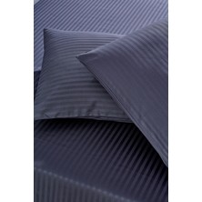 Komfort Home Çizgili Antrasit Pamuk Saten Çift Kişilik Çarşaf Seti