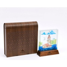 Anadolia Kız Kulesi ve Bulutlar Illüstrasyon 3 Boyutlu Dekoratif Cam Pano