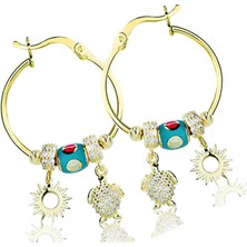 Lilarote Güneşli Kaplumbağalı Dorikalı Küpe