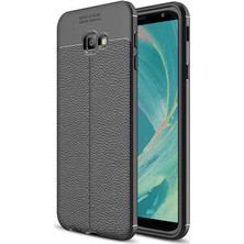 Kilifone - Galaxy J4 Plus - Kılıf Deri Görünümlü Auto Focus Karbon Niss Silikon Kapak