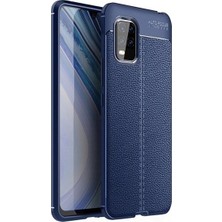 Tekno Grup Xiaomi Mi 10 Lite Kılıf Ultra Korumalı Deri Desenli Lüx Niss Silikon Kılıf + Tam Kaplayan 6d Nano Ekran Koruyucu Lacivert