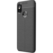 Tekno Grup Xiaomi Mi 8 Se Kılıf Ultra Korumalı Deri Desenli Lüx Niss Silikon Kılıf + Tam Kaplayan 6d Nano Ekran Koruyucu Siyah