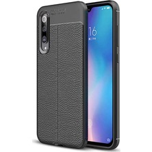 Tekno Grup Xiaomi Mi 9 Kılıf Ultra Korumalı Deri Desenli Lüx Niss Silikon Kılıf + Tam Kaplayan 6d Nano Ekran Koruyucu Siyah