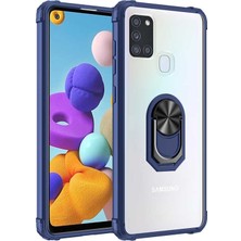 Kilifone - Galaxy A21S - Kılıf Yüzüklü Arkası Şeffaf Koruyucu Mola Kapak