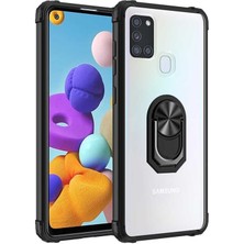 Kilifone - Galaxy A21S - Kılıf Yüzüklü Arkası Şeffaf Koruyucu Mola Kapak