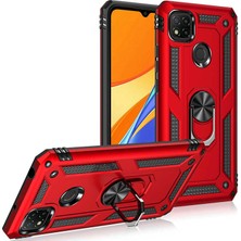 Fibaks Xiaomi Redmi 9c Kılıf Military Armor Yüzüklü Standlı Zırh Tank Darbe Emici Vega Kapak