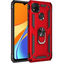 Fibaks Xiaomi Redmi 9c Kılıf Military Armor Yüzüklü Standlı Zırh Tank Darbe Emici Vega Kapak