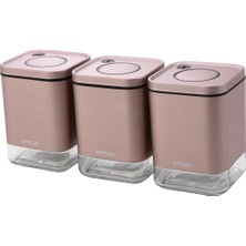 Emsan Plaza 3lü Küçük Kavanoz Seti-Golden Pink