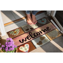Pienso Home   Welcome Çok Kalpli  Dekoratif Kapı Önü Paspası
