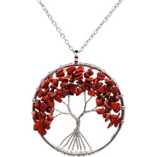 Chavin Doğal Akik Taşlı Tel Sarma 7 Çakra Ağaç Kadın Kolye EE68KR