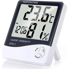 Dijital Termometre Saat Isı Sıcaklık Nem Ölçer Htc-One