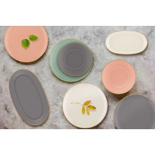 The Mia Basic Oval Servis Gri - 29 cm 2'li Set