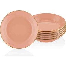 The Mia Basic Yemek Tabağı 6'lı Set Somon Pembe - 20 cm