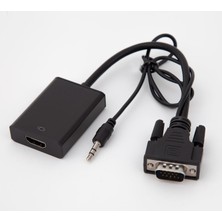 Compaxe Ses Kablolu VGA To HDMI Çevirici / Dönüştürücü Kablolu Adaptör