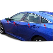 Blue Honda Civic Fc5 2016 - 2020 Cam Çıtası 8 Parça Çelik