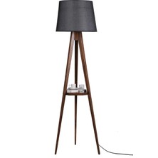 Lumexx Sehbalı Tripod Ceviz Lambader Pramit Hasır Siyah Abajurlu