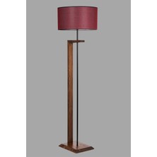 Lumexx Menekşe Ceviz Ahşap Lambader Silindir Hasır Bordo Abajurlu