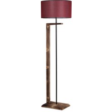 Lumexx Menekşe Yanık Ahşap Lambader Silindir Hasır Bordo Abajurlu