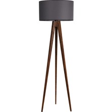Lumexx Tripod Ceviz Lambader Silindir Koyu Gri Abajurlu