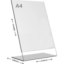 Display Malzeme Dm A4 L Tipi Dikey Masa Üstü Şefaf Pleksi Föylük
