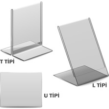 Display Malzeme Dm A4 T Tipi Dikey Masa Üstü Şefaf Pleksi Föylük