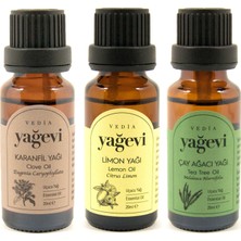 Yağevi Limon Uçucu Yağı 20 Ml+Çay Ağacı Uçucu Yağı 20 Ml+Karanfil Uçucu Yağı 20 ml