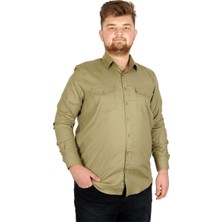 ModeXL Erkek Gömlek Ukol Gabardin Çift Cep 20360 Haki