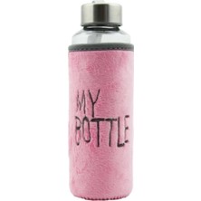 My Bottle Kadife Kılıflı Cam Matara Sağlıklı Pembe Su Şişesi Kılıflı 470 ml