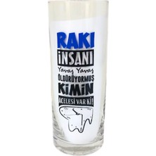 Yeni11 Rakı Insanı Öldürüyormuş Yazılı Cam Rakı Bardağı 2 Adet Bardak Set