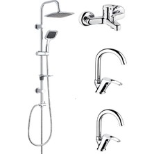 Arçe Mix Banyo Kuğu Lavabo Evye Bataryası ve Robot Duş Takımı