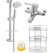 Arçe Delta Banyo Bataryası + Lüx Sürgülü Duş Seti Lüx 3 Lü Köşelik Teflon Bant