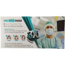 Med 3.0 Mask  Yumuşak Elastik Bantlı Melt Blown Tabanlı Telli Ultrasonik Cerrahi Maske A.yeşil 4 Kutu  200 Adet