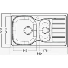 Artenova 1.5 Göz Sol 50X86 Paslanmaz Ankastre Evye