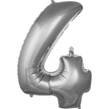 İkm Balon 4 Rakam 76 cm Gümüş Folyo Balon 34 Inc