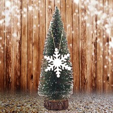 LORA DAVET Simli Ipli Yılbaşı Ağacı Süsü (6 ADET) BEYAZ 16004