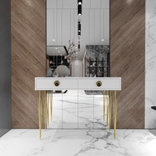 Tocco 1038 Naz 2 Çekmeceli Dekoratif Lüx Dresuar-BEYAZ GOLD