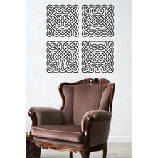 Unt 4'lü Mistik Düğüm Seti Duvar Dekoru-Süsü, Lazer Kesim, Ahşap Dekoratif Tablo