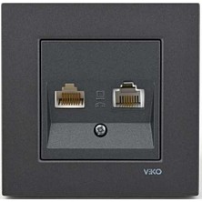 Viko Novella Füme Data-Nümeris Priz Cat6-Cat3 Çerçeveli