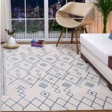 Galaksi Home  Modern Halı Geometrik Desenli Halı Yolluk 120 x 180 cm F032A Krem Mavi