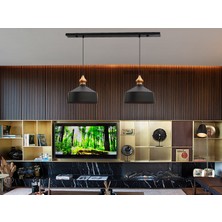 Bamyum Ikili Köşeli Siyah Avize