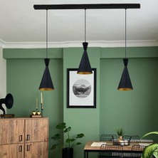 Bamyum Üçlü Siyah Ince Avize