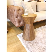 Dipole Furniture Darbuka Doğal Ahşap Ceviz Kaplama Sarı Sehpa