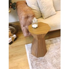 Dipole Furniture Darbuka Doğal Ahşap Ceviz Kaplama Sarı Sehpa