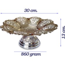 Binbir Bakır El Yapımı Sekiz Güllü Ayaklı Sunum Tabağı Sunumluk